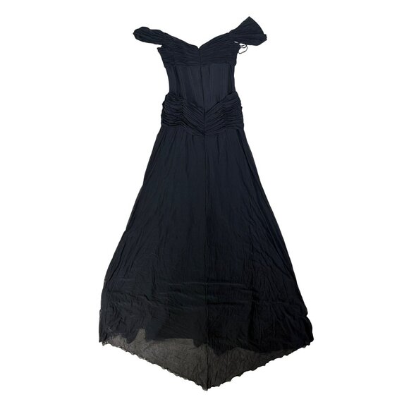 Vicky Tiel Couture Black Off-Shoulder Ruched Evening Gown Made In France size 12 - Picture 8 of 12